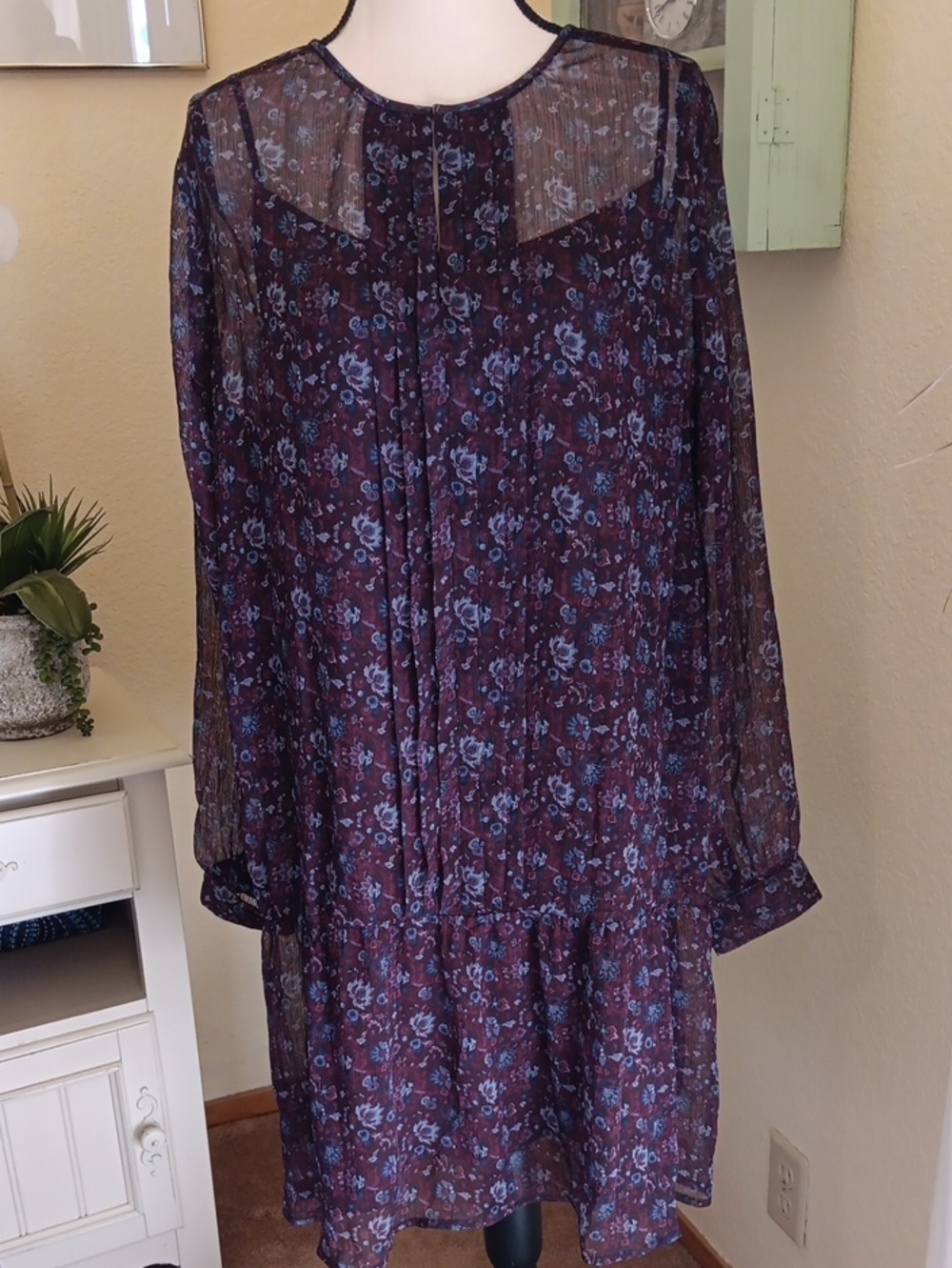 Loft Sheer Slip Dress.  Dark Cottagecore. Gothic Romance.